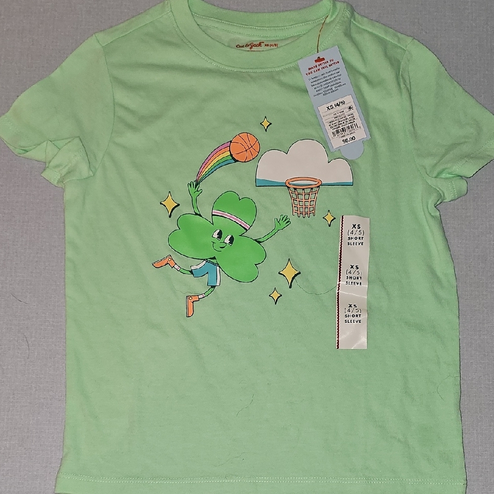 Cat & Jack Green Short Sleeve Tee with Frog Graphic